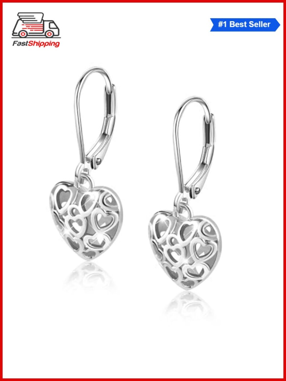 ✨ Silver Teardrop Filigree Dangle Earrings Gift Box for Women